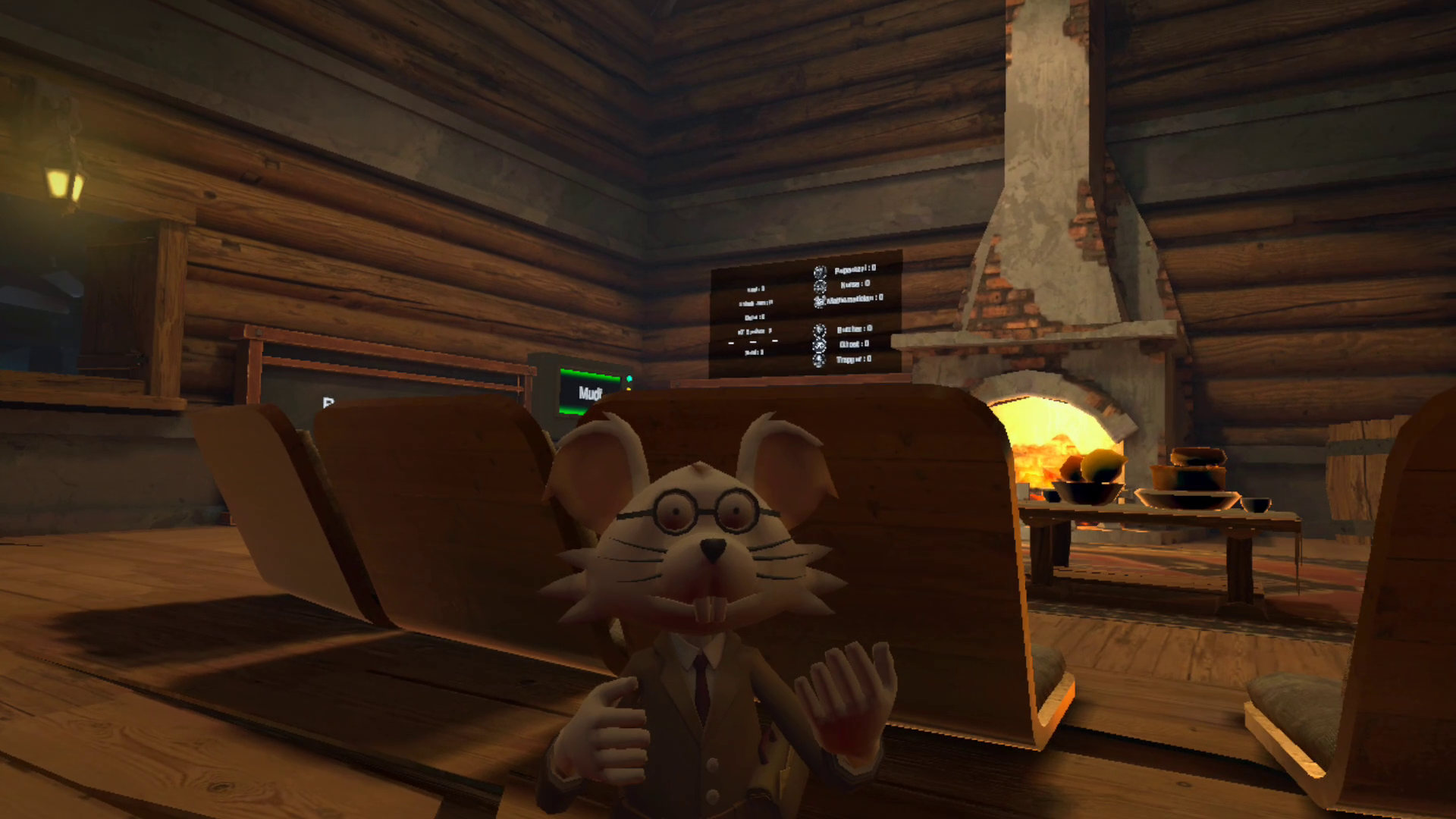 Tag before Dawn Game Screenshot - Cartoon mouse character in wooden cabin